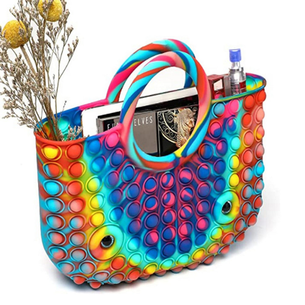 Colourful Pop Bubble Game Fidget Handbag 2 in 1 Stress Relaxation Toy Bag