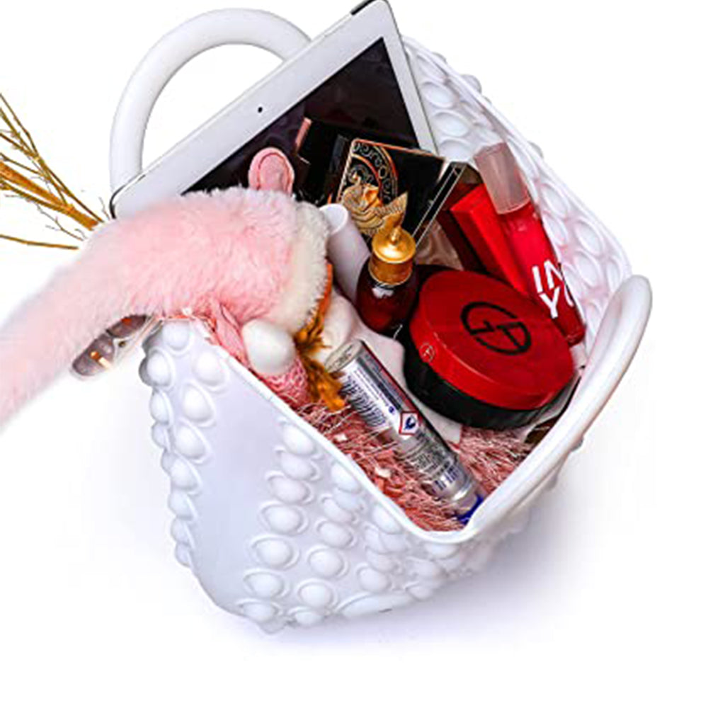 White Pop Bubble Game Fidget Handbag 2 in 1 Stress Relaxation Toy Bag
