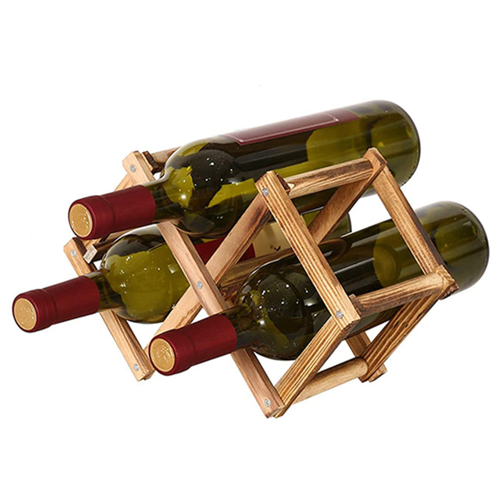 For Three Bottles Foldable Wooden Wine Bottle Holder Wine Display Rack Shelf