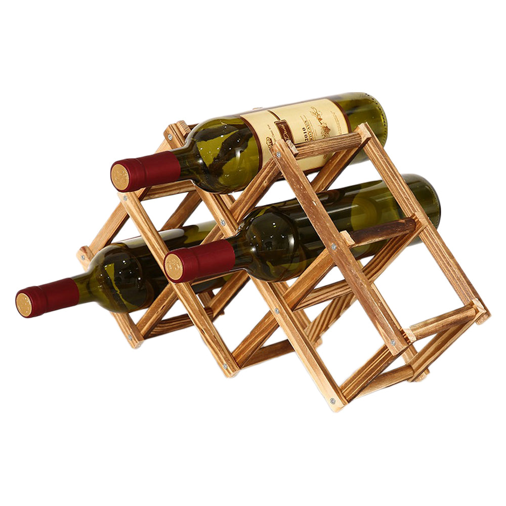 2 X For Six Bottles Foldable Wooden Wine Bottle Holder Wine Display Rack Shelf