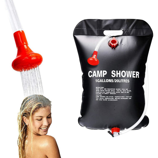 2Pcs 20L Camp Shower Bag Portable Solar Shower Bag Outdoor Shower Bag