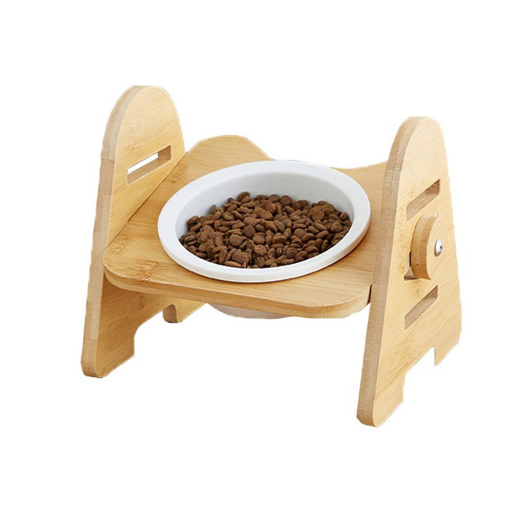 Single Bowl Adjustable Elevated Pet Food Bowl 15 Degree Tilted Dog Cat Feeder