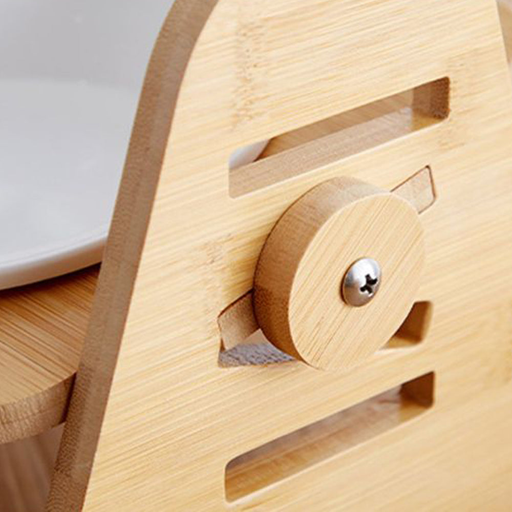 Double Bowl Adjustable Elevated Pet Food Bowl 15 Degree Tilted Dog Cat Feeder