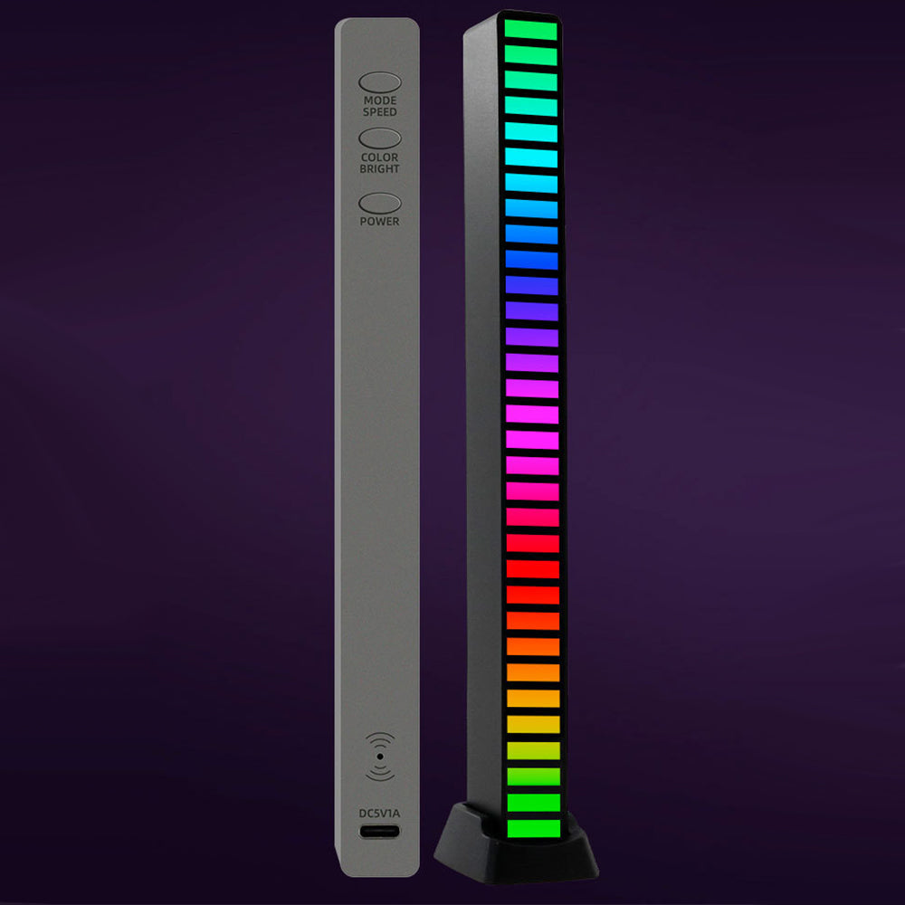 2X Black 32 LED RGB Sound App Control Light Bar Strip Light Car Atmosphere Light