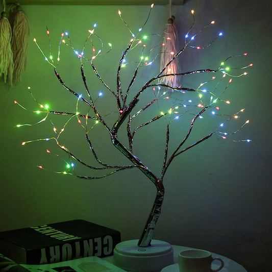 Christmas Tree with LED Lights USB Night Light Fairy Tree Table Lamp Xmas Decor Colorful