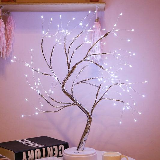 Christmas Tree with LED Lights USB Night Light Fairy Tree Table Lamp Xmas Decor White Light