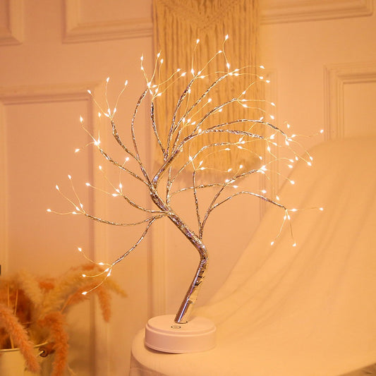 Christmas Tree with LED Lights USB Night Light Fairy Tree Table Lamp Xmas Decor Warm White Light