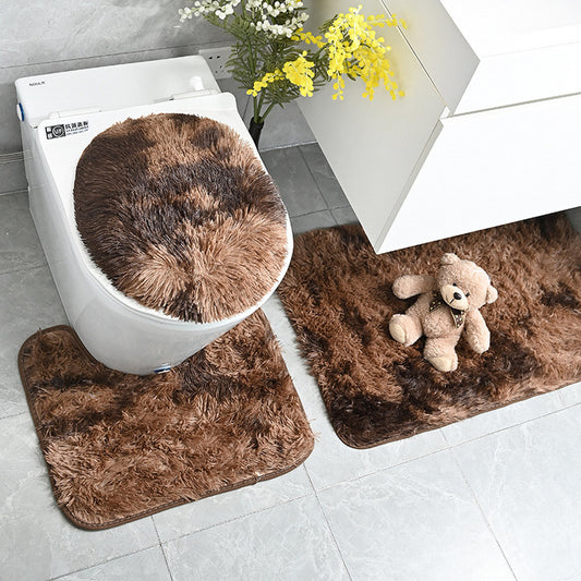 Coffee 3Pcs Non-Slip Tie-dyed Bathroom Mats