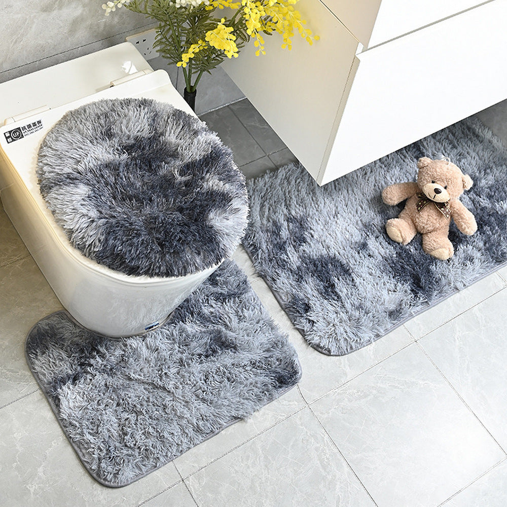 Grey 3Pcs Non-Slip Tie-dyed Bathroom Mats