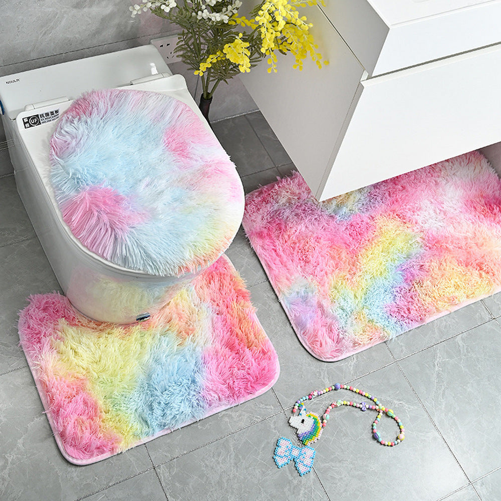 Multicolour 3Pcs Non-Slip Tie-dyed Bathroom Mats