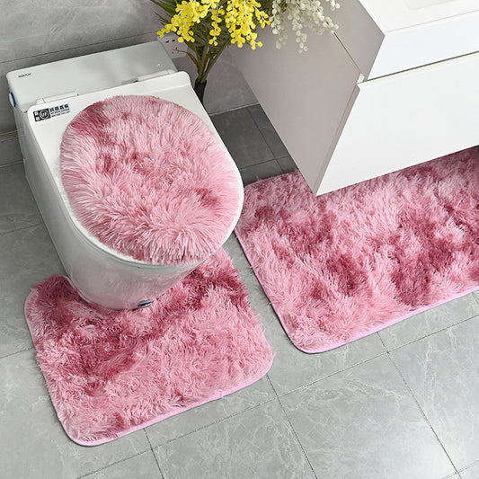 Pink 3Pcs Non-Slip Tie-dyed Bathroom Mats