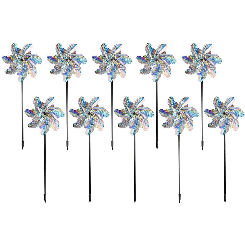 10 X Bird Blinder Repellent Reflective Pinwheels for Garden Yard Patio Lawn