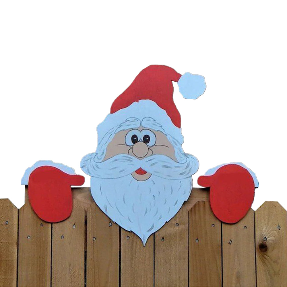 2 X Santa Claus Christmas Fence Peeker Decoration Outdoor Garden Decor
