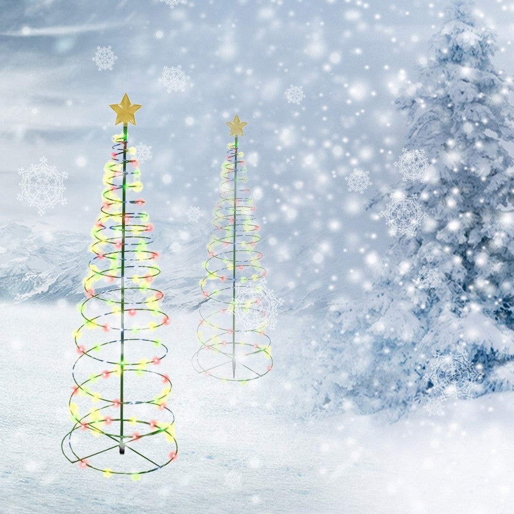 2Pcs LED Solar Powered Christmas Tree Stake Light Outdoor Solar In-ground Light