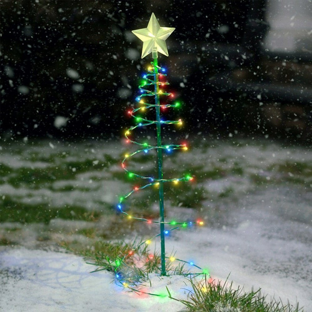 2Pcs LED Solar Powered Christmas Tree Stake Light Outdoor Solar In-ground Light