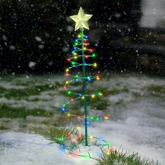 2Pcs LED Solar Powered Christmas Tree Stake Light Outdoor Solar In-ground Light
