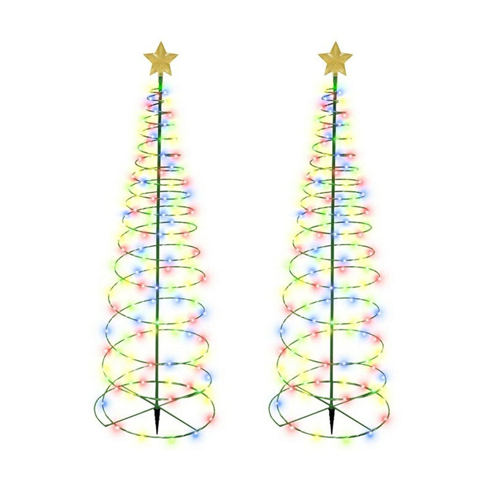 2Pcs LED Solar Powered Christmas Tree Stake Light Outdoor Solar In-ground Light