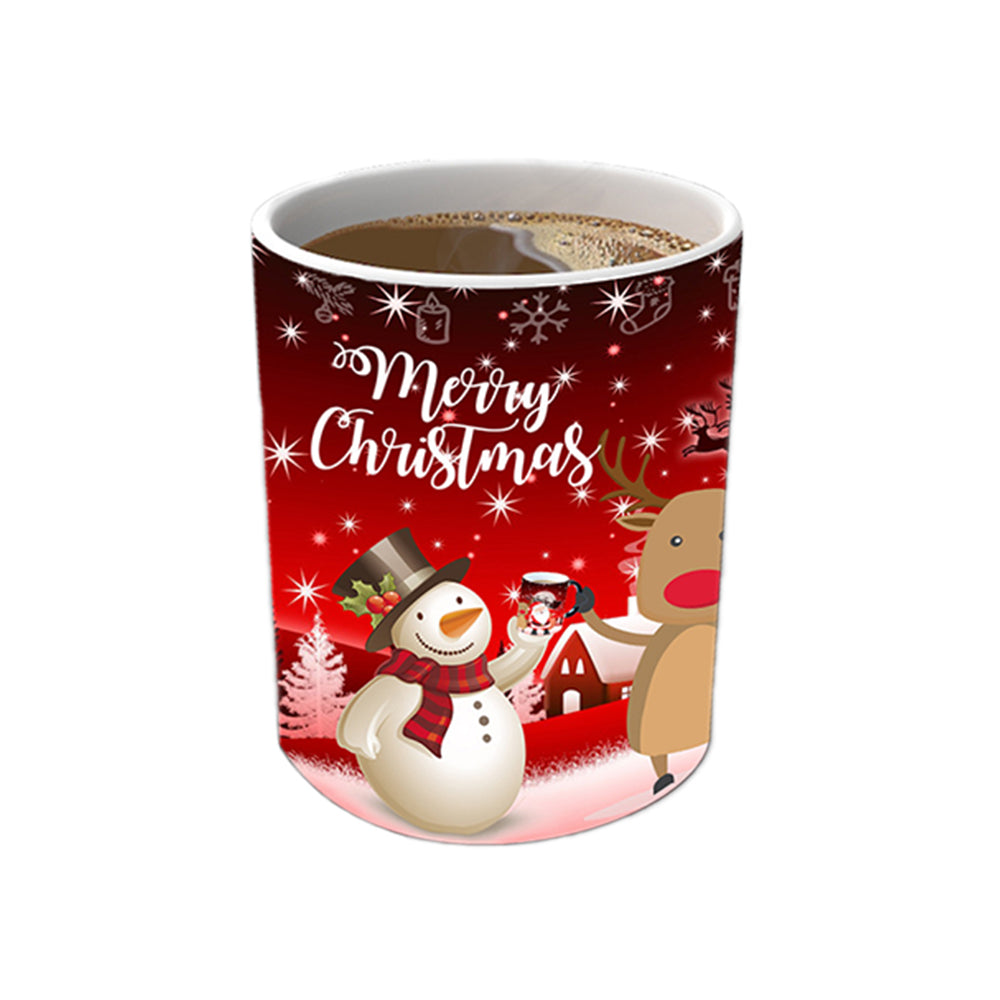 2 X Red Christmas Color Changing Mug Heat Sensitive Magic Coffee Cup