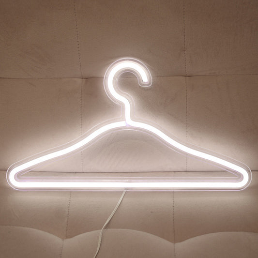 One White LED Neon Light Clothes Hanger Lamp