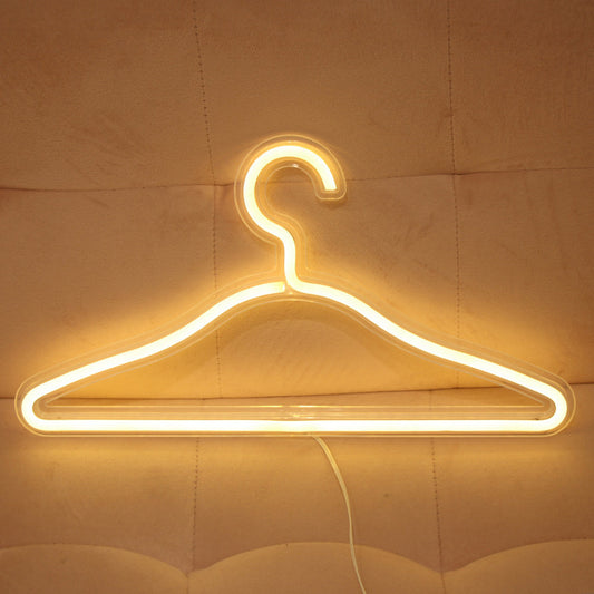 One Warm White LED Neon Light Clothes Hanger Lamp
