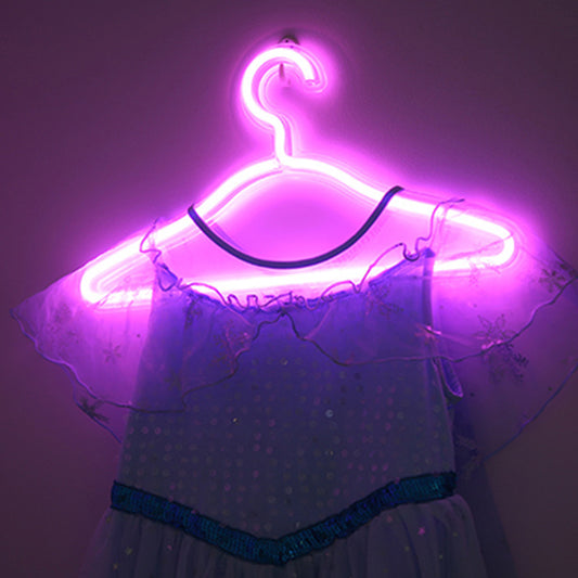 Two Pink LED Neon Light Clothes Hanger Lamp
