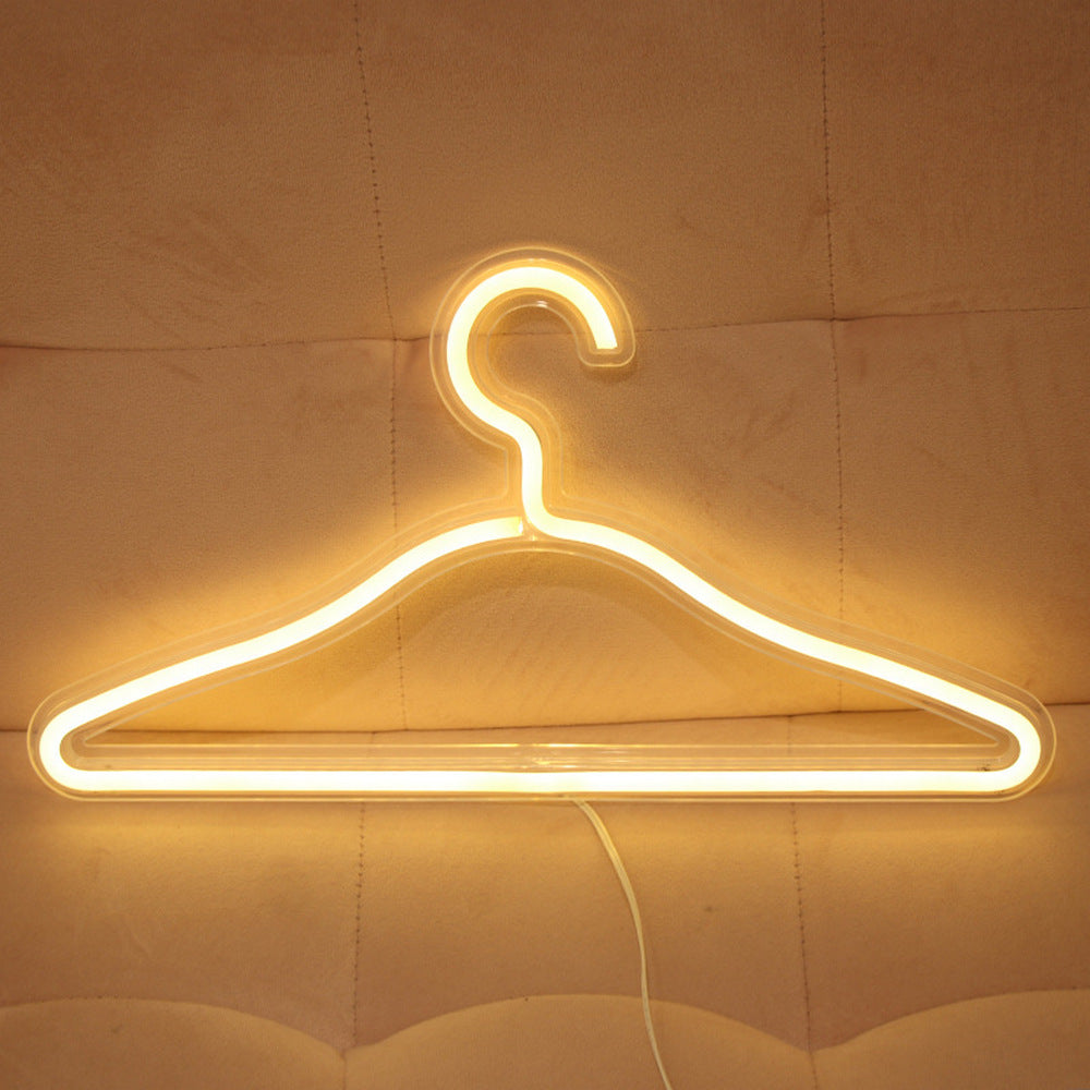Two Warm White LED Neon Light Clothes Hanger Lamp