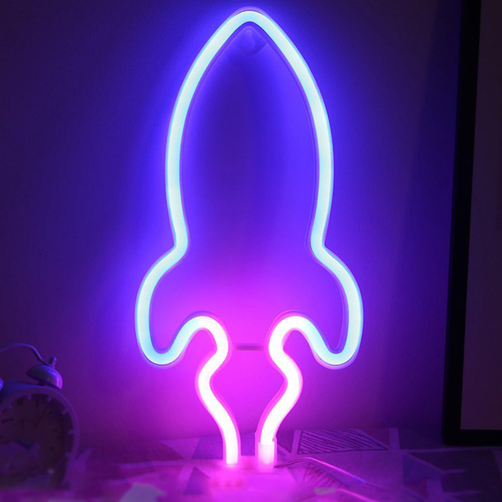 Rocket Shaped LED Neon Light Wall Hanging Lamp