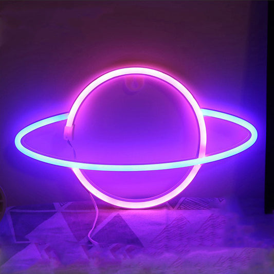 Planet Shaped LED Neon Light Wall Hanging Lamp