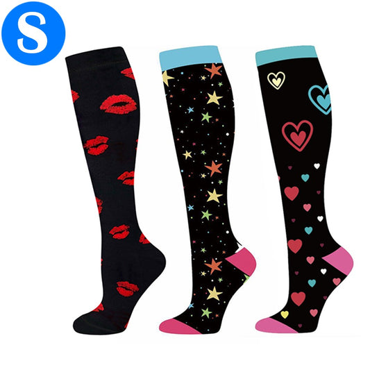 3 Pairs of Black Small Size Style 4 5 6 Womens Knee Length Compression Socks