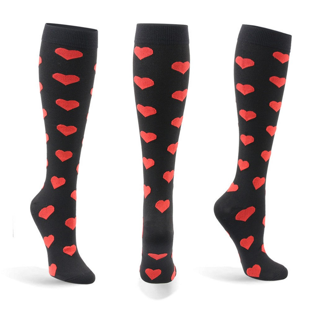 3 Pairs of Small Size Heart Pattern Womens Knee Length Compression Socks