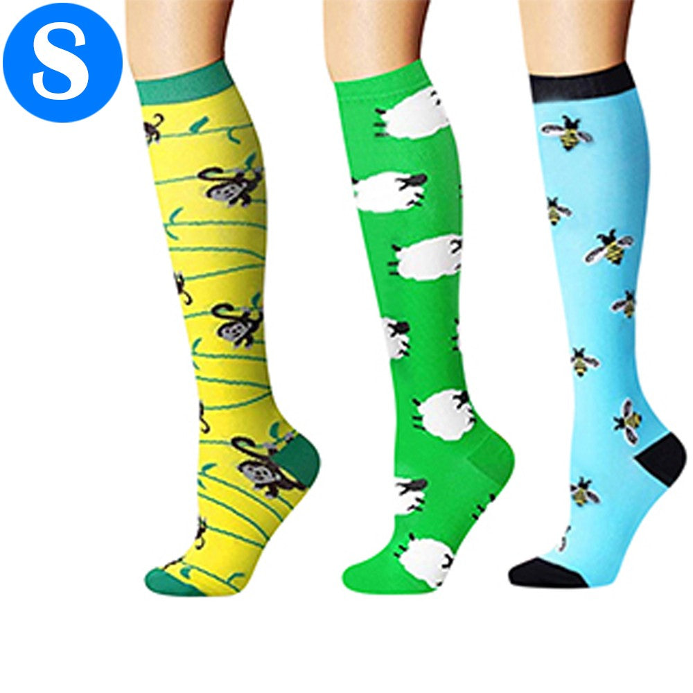 3 Pairs of Small Size Style 4 5 6 Womens Knee Length Compression Socks
