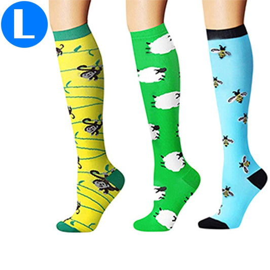 3 Pairs of Large Size Style 4 5 6 Womens Knee Length Compression Socks
