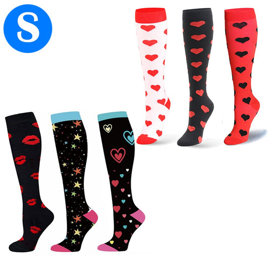 6 Pairs of Small Size Womens Knee Length Compression Socks Style 4 5 6 7 8 9