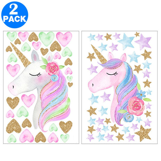 2 X Unicorn Wall Stickers Style 1 and Style 2