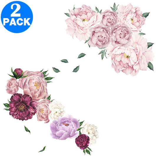 2 X Flower Wall Stickers Pink and Purple