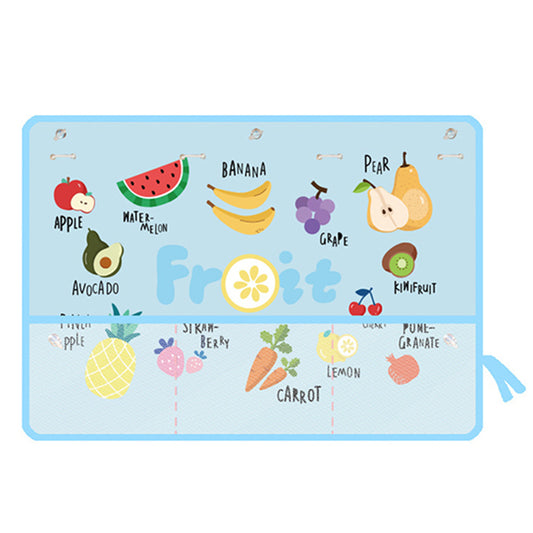1X Car Sunshade with Mesh Pocket Blue Fruit Print