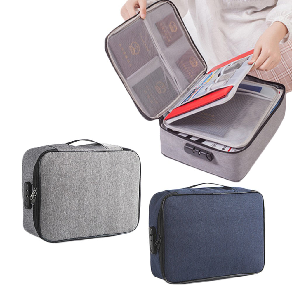 2 X Document Certification Organiser with Lock Grey Navy Blue