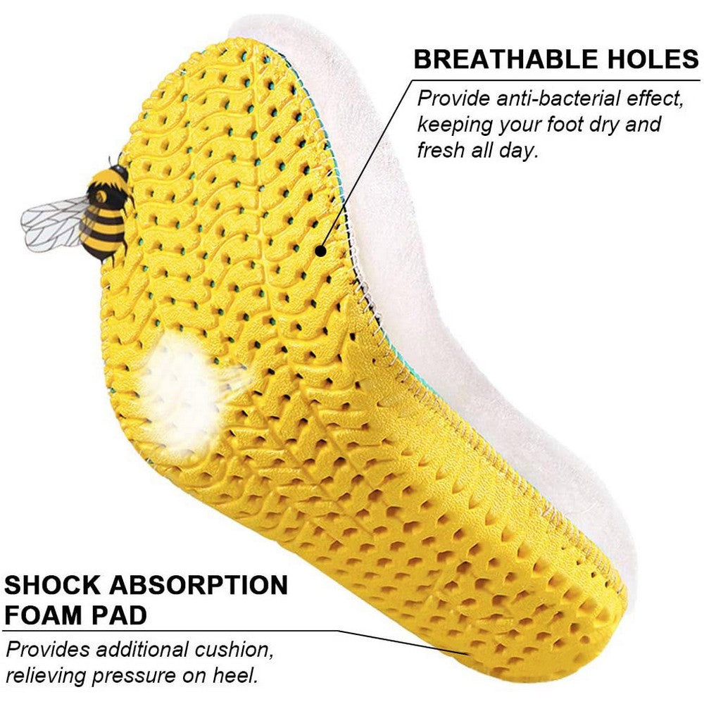 2 Pairs of Sport Artificial Plush Insoles White and Brown Small