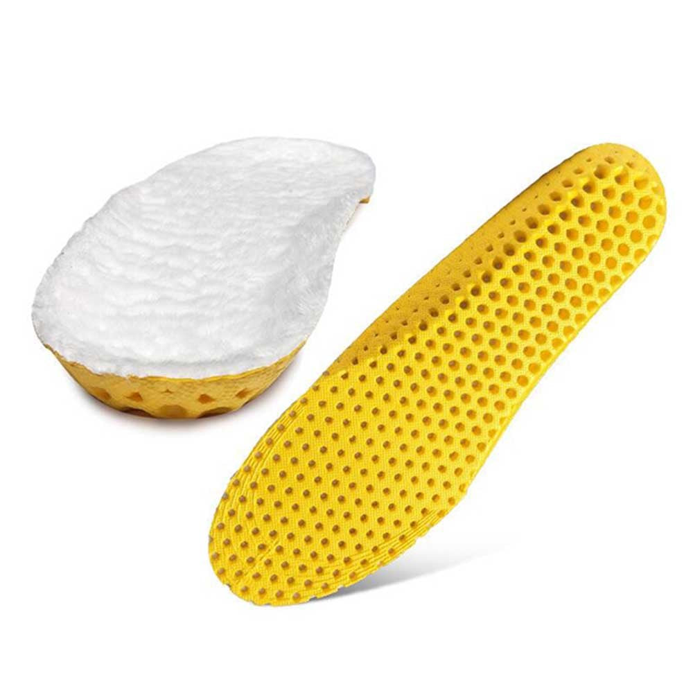 2 Pairs of Sport Artificial Plush Insoles White and Brown Small