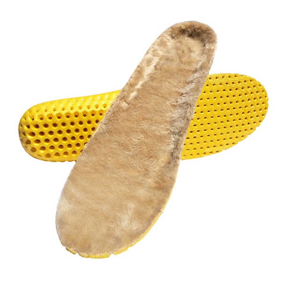 2 Pairs of Sport Artificial Plush Insoles White and Brown Large
