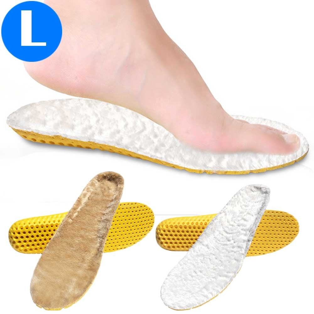 2 Pairs of Sport Artificial Plush Insoles White and Brown Large