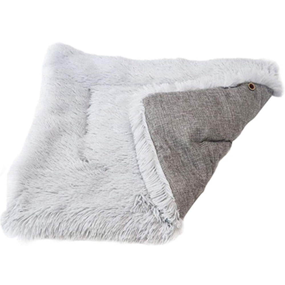 2 X Grey 2 In 1 Long Plush Pet Bed Winter Warm Pet Mat for Dog Cat