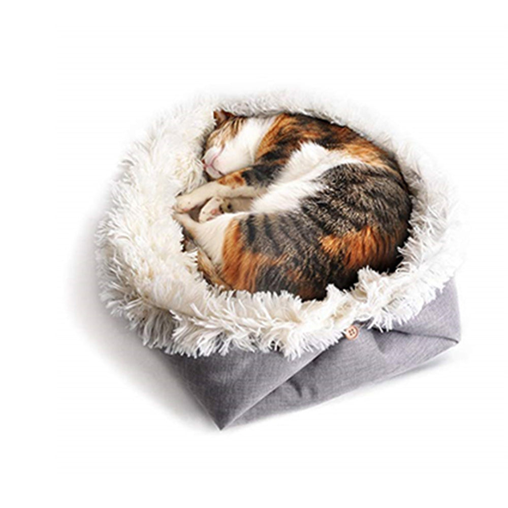 1 X White 2 In 1 Long Plush Pet Bed Winter Warm Pet Mat for Dog Cat