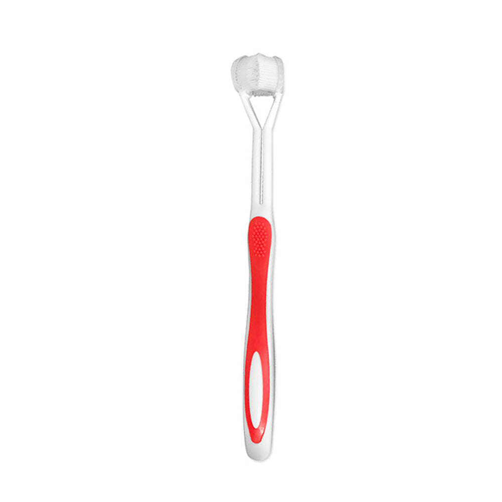 Adult 3 Sided Toothbrush Health-Red