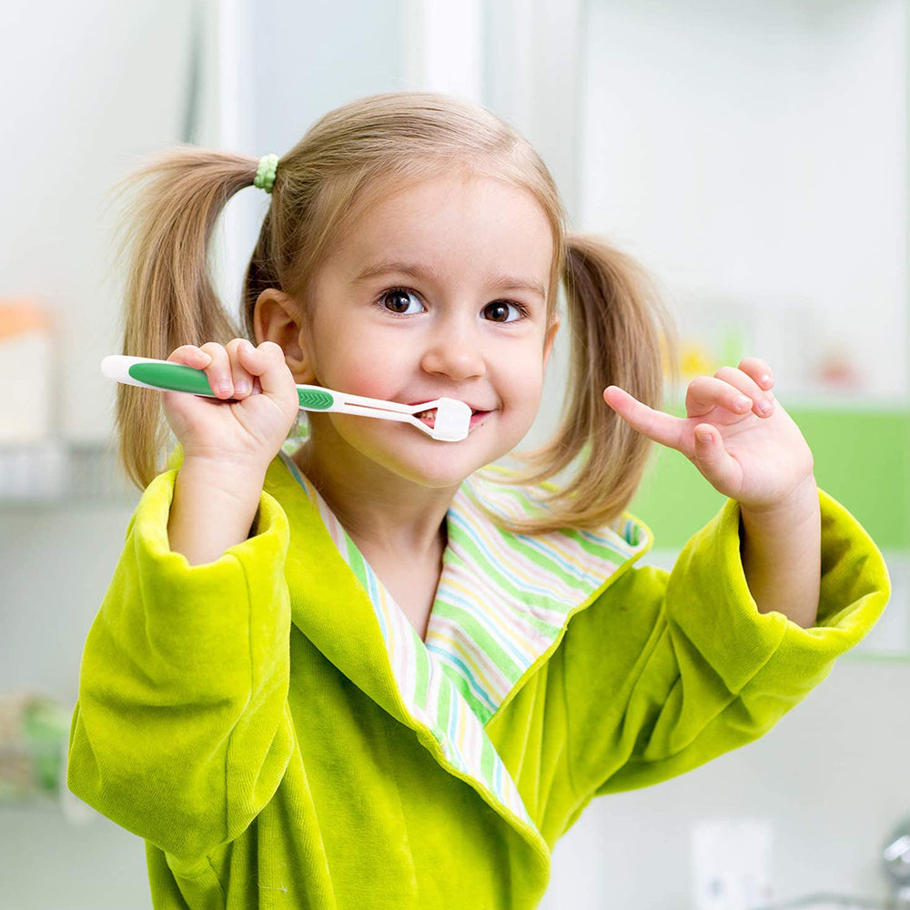 Kids 3 Sided Toothbrush Health-Red