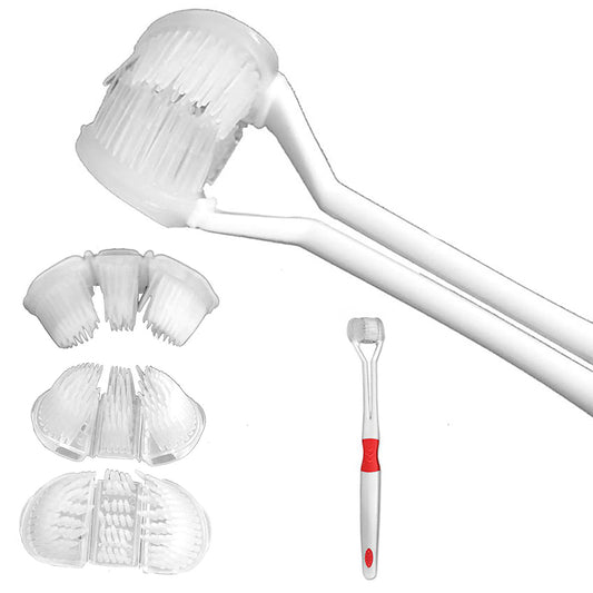 Kids 3 Sided Toothbrush Health-Red