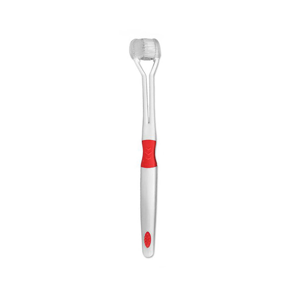 Kids 3 Sided Toothbrush Health-Red