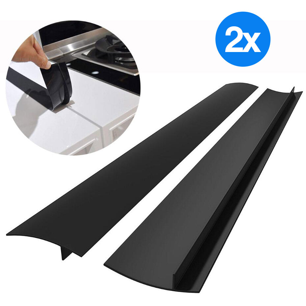 2pcs Kitchen 25 Inches Silicone Stove Gap Covers-Black