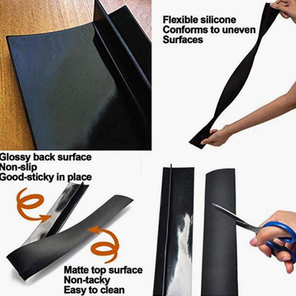 2pcs Kitchen 25 Inches Silicone Stove Gap Covers-Black
