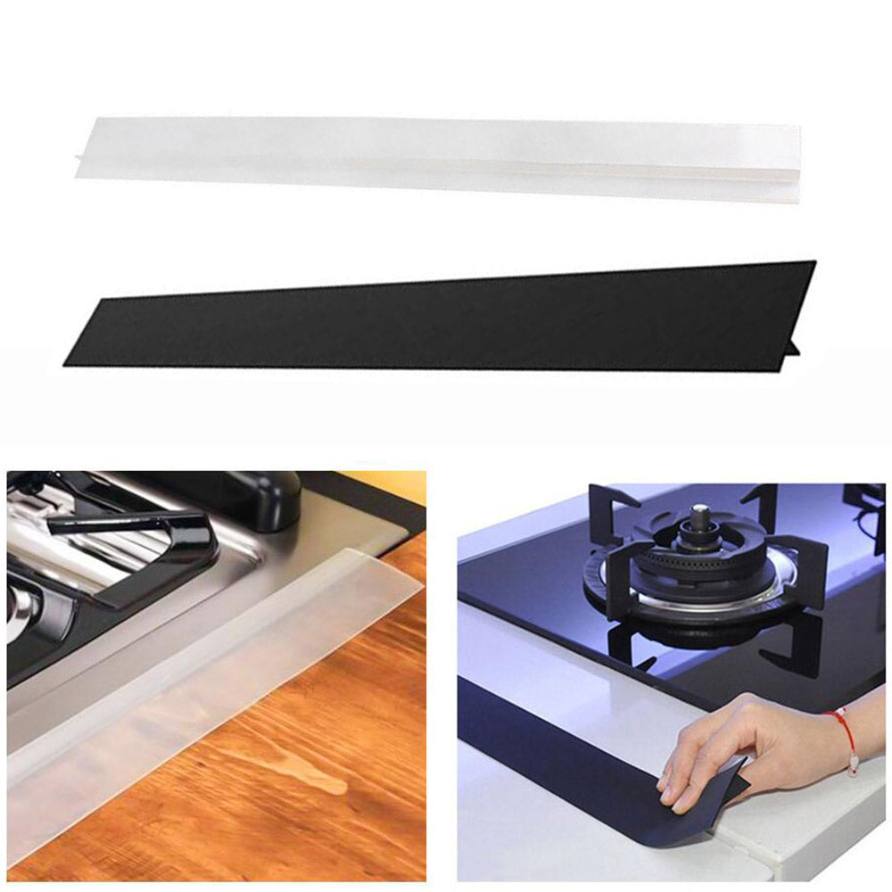 2pcs Kitchen 25 Inches Silicone Stove Gap Covers-Black and Transparent